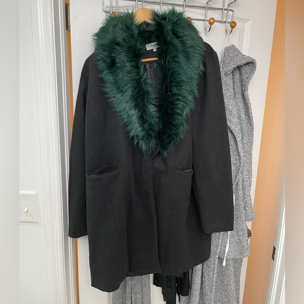 Charlotte Russe longline faux fur jacket